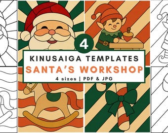 Santa Kinusaiga Pattern Bundle Santas Workshop Fabric Art Craft Template Download Digital Craft Patterns Diy Gift Idea Christmas Home Decor