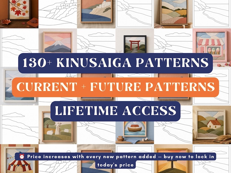 Kinusaiga pattern bundle Whole Shop Kinusaiga coastal fabric Mosaic art diy decor no sew craft gift printable template beginner Foam Craft image 13