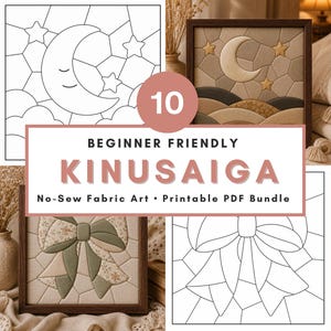 Kinusaiga pattern bundle Whole Shop Kinusaiga coastal fabric Mosaic art diy decor no sew craft gift printable template beginner Foam Craft