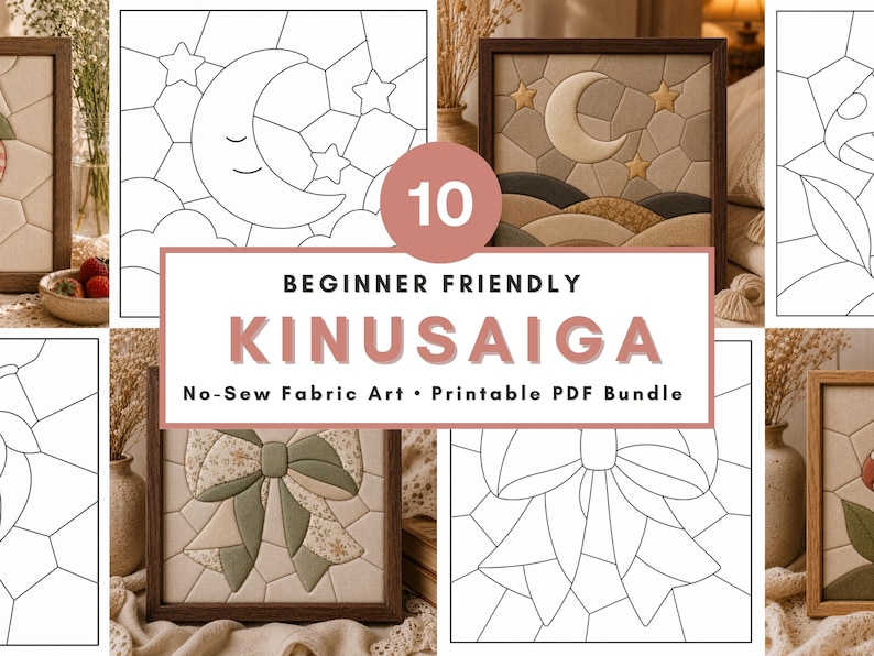 Kinusaiga pattern bundle Whole Shop Kinusaiga coastal fabric Mosaic art diy decor no sew craft gift printable template beginner Foam Craft