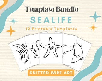 Sealife Knitted Wire Templates Animal Art Coastal Decor DIY Bending Wire Guide Fish Decor French Knitting Pattern Animal Shape Tricotin Rope