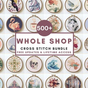 Lot de motifs de point de croix toute la boutique Motifs mignons PDF moderne au point de croix compté Téléchargement instantané Accès à vie, point de croix fantaisie chien PDF