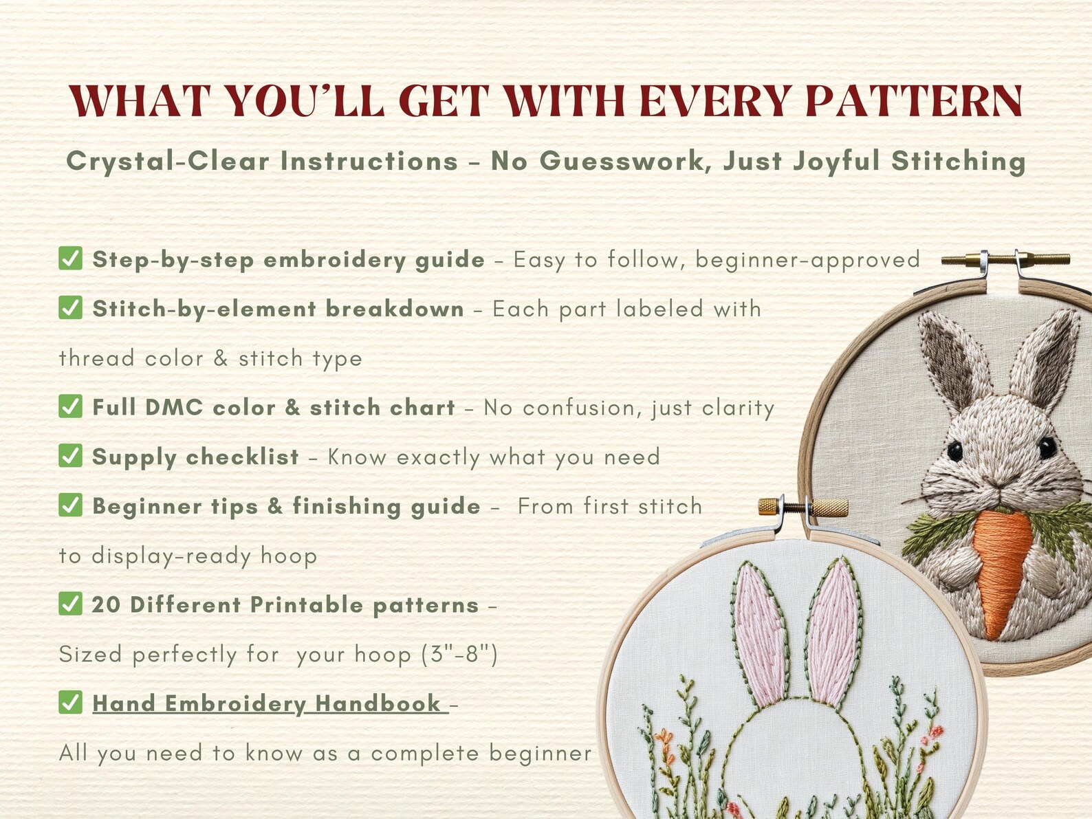 Easter Hand Embroidery Pattern Bundle Spring Bunny Chick Egg Floral ...