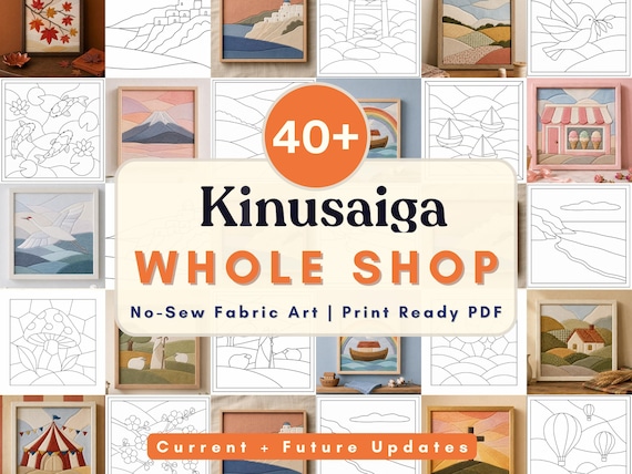 Kinusaiga pattern bundle Whole Shop Kinusaiga coastal fabric Mosaic art diy decor no sew craft gift printable template beginner Foam Craft