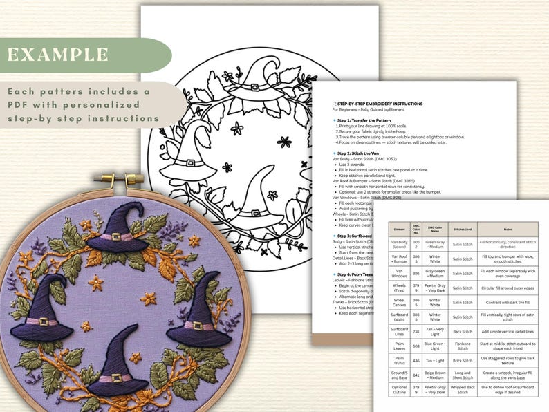 Halloween Hand Embroidery Pattern Spooky Template for Beginners Ghost ...