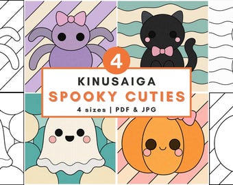 Cute Halloween Kinusaiga pattern bundle halloween cute spooky fabric art diy kawaii decor no sew printable template craft gift