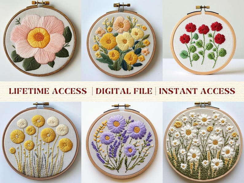 Wildflower Embroidery Pattern Bundle Floral Hoop Art PDF Set Botanical ...