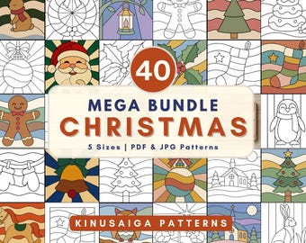 Christmas Kinusaiga Pattern Mega Bundle Christmas Kit Beginner Template Printable Pattern Art Kit Gift Idea Designs Holiday Craft No Sew