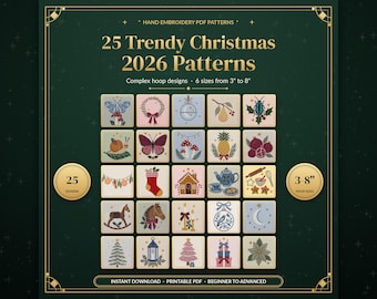 Christmas Embroidery Pattern Bundle Xmas Embroidery Design PDF Download Beginner To Advanced Hoop Art Trendy Christmas 2026 Gift Idea Hoop