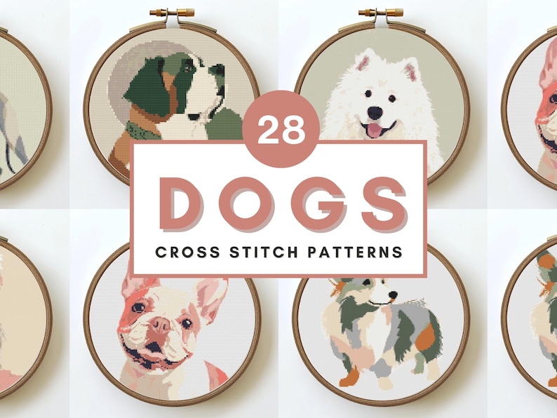 Whole Shop Cross Stitch Pattern Bundle Cute Designs Modern Counted XStitch PDF Instant Download Lifetime Access Fantasy Cross Stitch Dog PDF