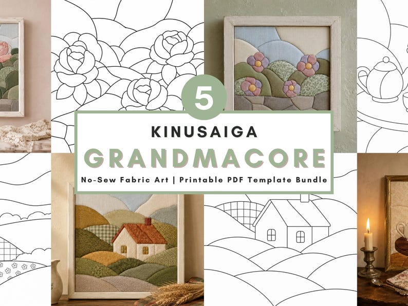 Kinusaiga pattern bundle Whole Shop Kinusaiga coastal fabric Mosaic art diy decor no sew craft gift printable template beginner Foam Craft