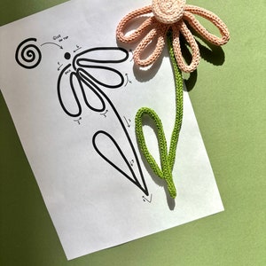 Floral Knitted Wire Art Template Floral Bending Guide Garden Printable Pattern Spring Knitted Rope Tricotin Flower Shape  Bundle DIY Spring