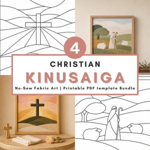 Kinusaiga Pattern Christian Wall Art Template No Sew Fabric Craft Printable PDF Faith Decor DIY Kit Religious Gift Beginner Bundle