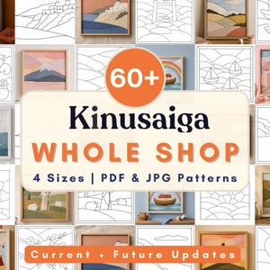 Kinusaiga patroonpakket, complete winkel, Kinusaiga kuststof, mozaïekkunst, doe-het-zelf decoratie, naaivrij knutselproject, cadeau, printbaar sjabloon, beginner, schuimknutselwerk