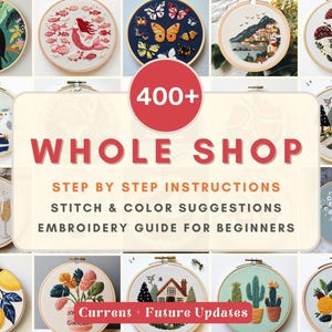 Whole Shop Bundle Hand Embroidery Pattern Embroidery Template for Beginners Step by Step Instructions Pattern Easy Embroidery Stitch Guide