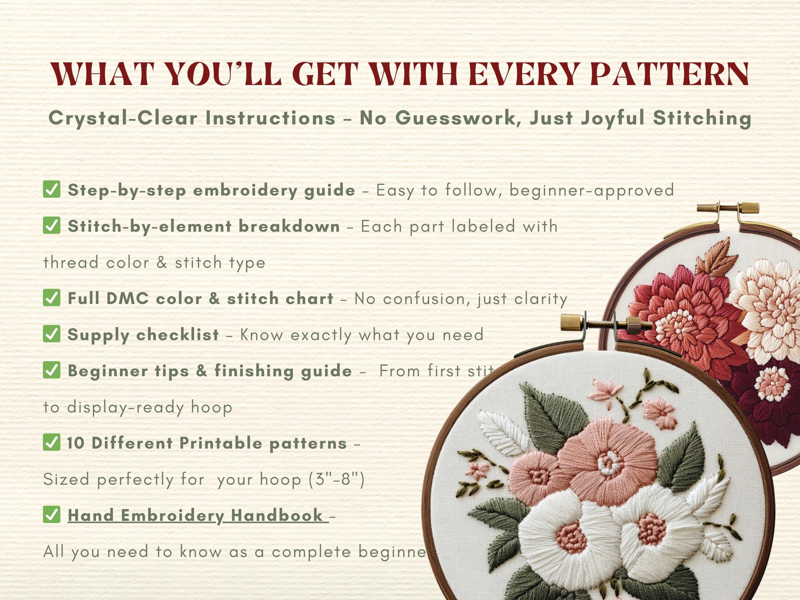 Flower Embroidery Pattern Set Magnolia Wisteria Dahlia Protea Iris PDF ...