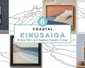 Coastal Kinusaiga pattern bundle coastal fabric art diy decor no sew craft gift printable template beginner instant download