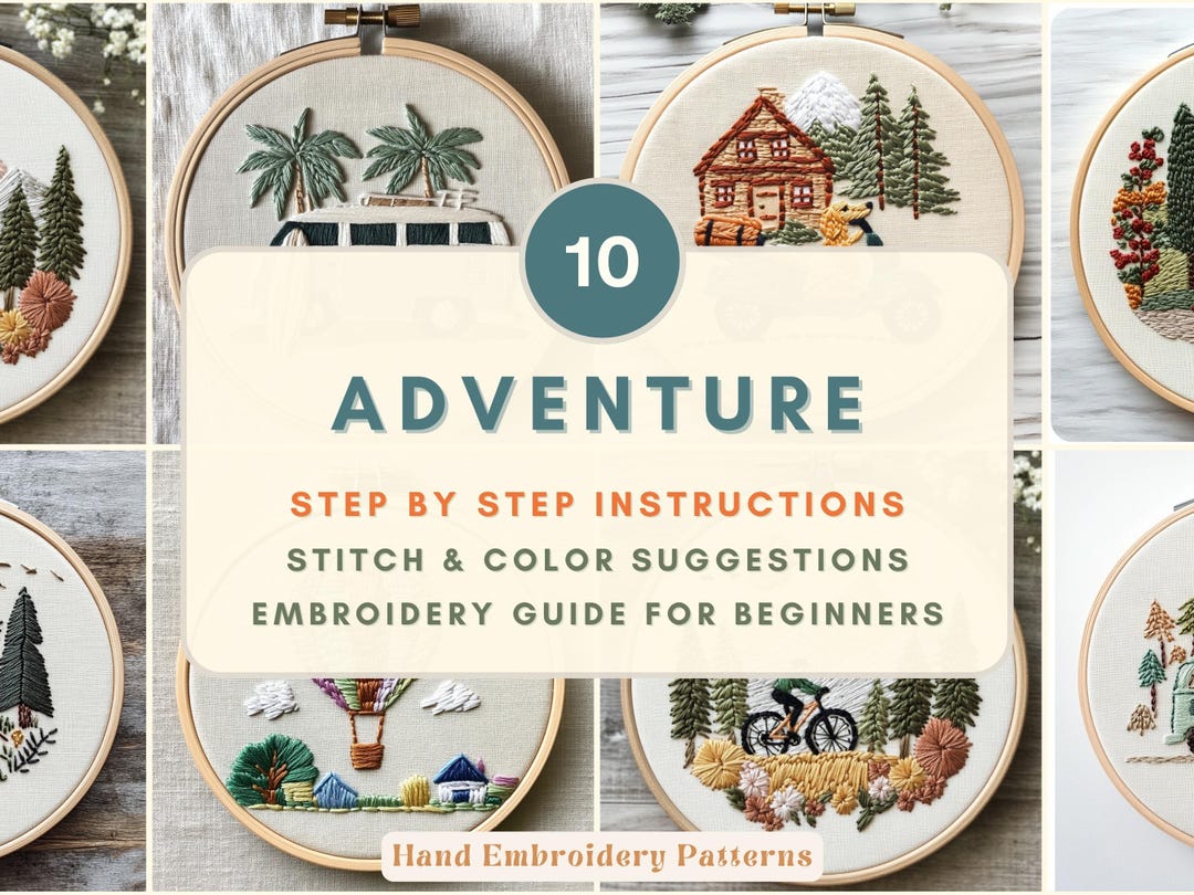 Hand Embroidery Adventure Bundle Embroidery Pattern for Beginners Hand ...