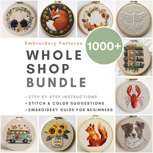 Hand Embroidery Pattern Whole Shop Bundle Template Embroidery Kit Embroidery for Beginner Embroidery Design Download Embroidery for Kids