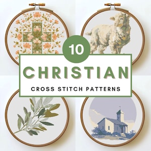 Christian Cross Stitch Pattern Bundle Faith Cross Lamb Dove Prayer Counted XStitch PDF Instant Download Religious Embroidery Pattern PDF