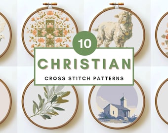 Christian Cross Stitch Pattern Bundle Faith Cross Lamb Dove Prayer Counted XStitch PDF Instant Download Religious Embroidery Pattern PDF