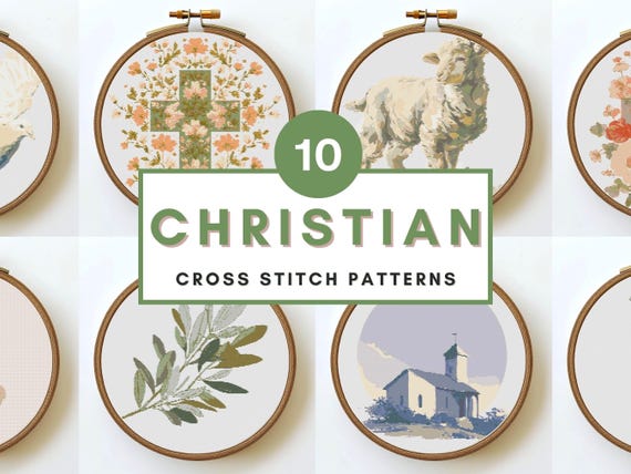 Christian Cross Stitch Pattern Bundle Faith Cross Lamb Dove Prayer Counted XStitch PDF Instant Download Religious Embroidery Pattern PDF