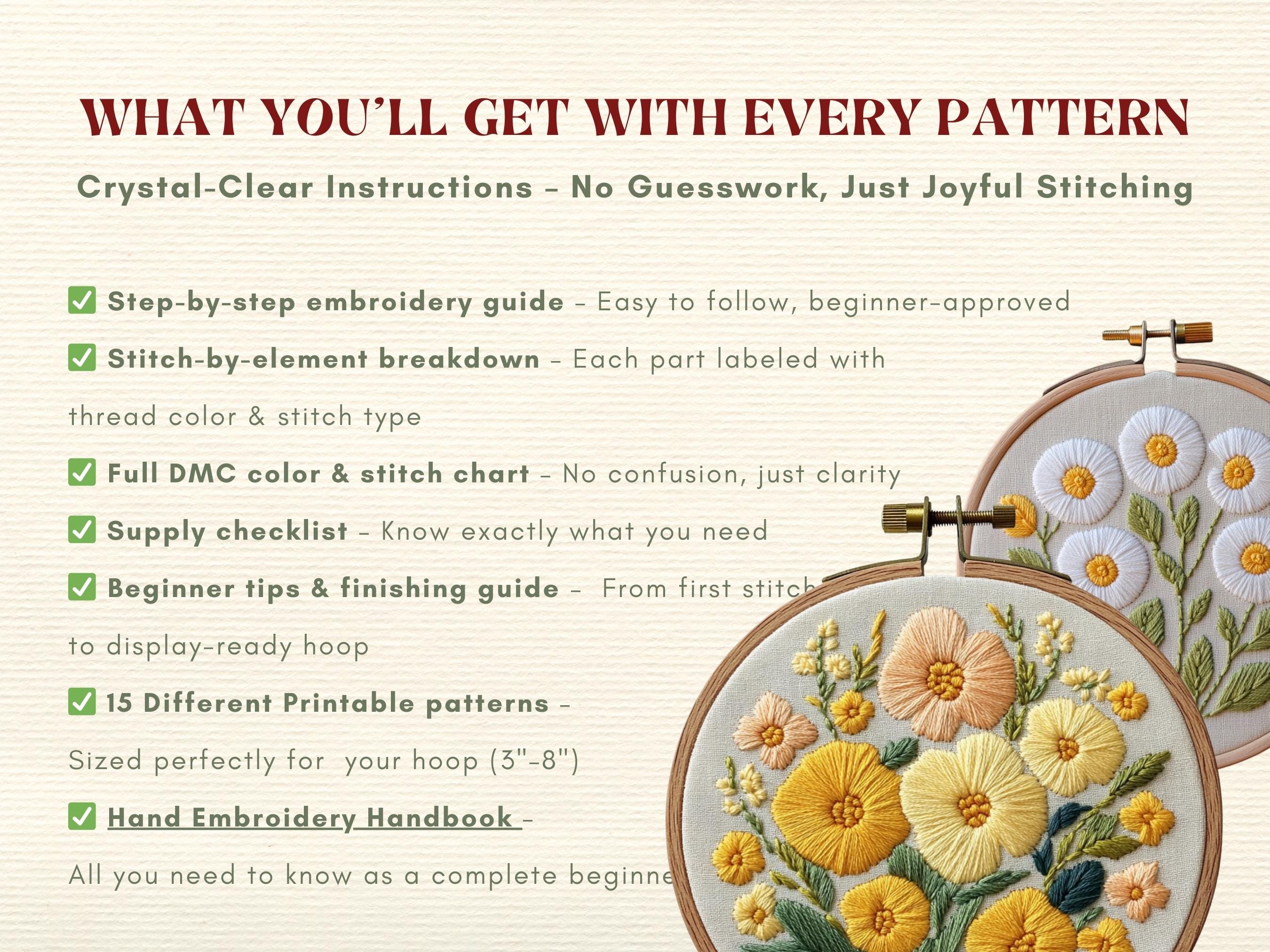 Wildebloom Pattern Program Wildflower Embroidery Pattern Bundle Floral Hoop Art PDF Set Botanical ...