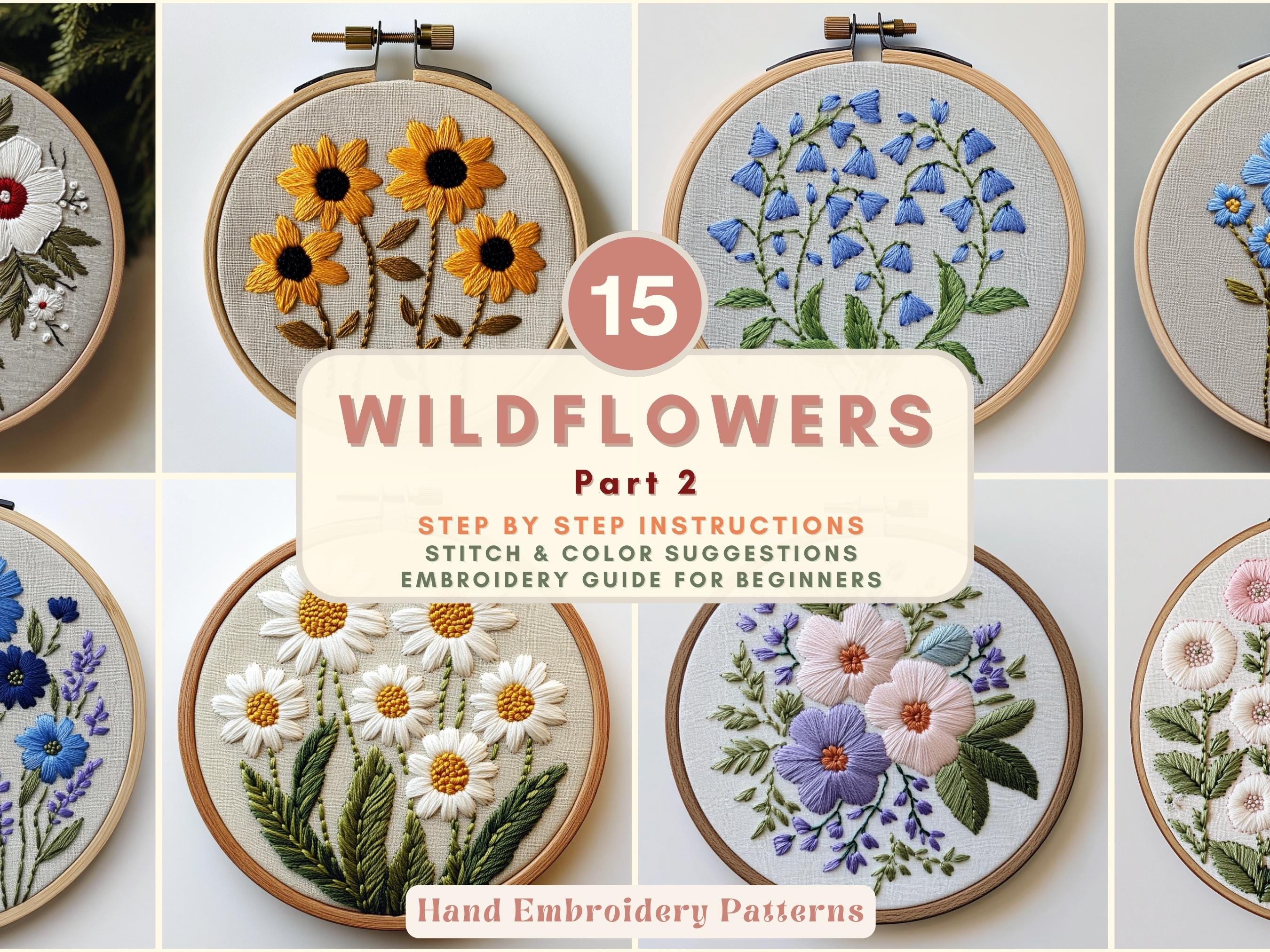 Wildebloom Pattern Program Wildflowers Hand Embroidery Pattern Set Botanical Flower Hoop PDF ...