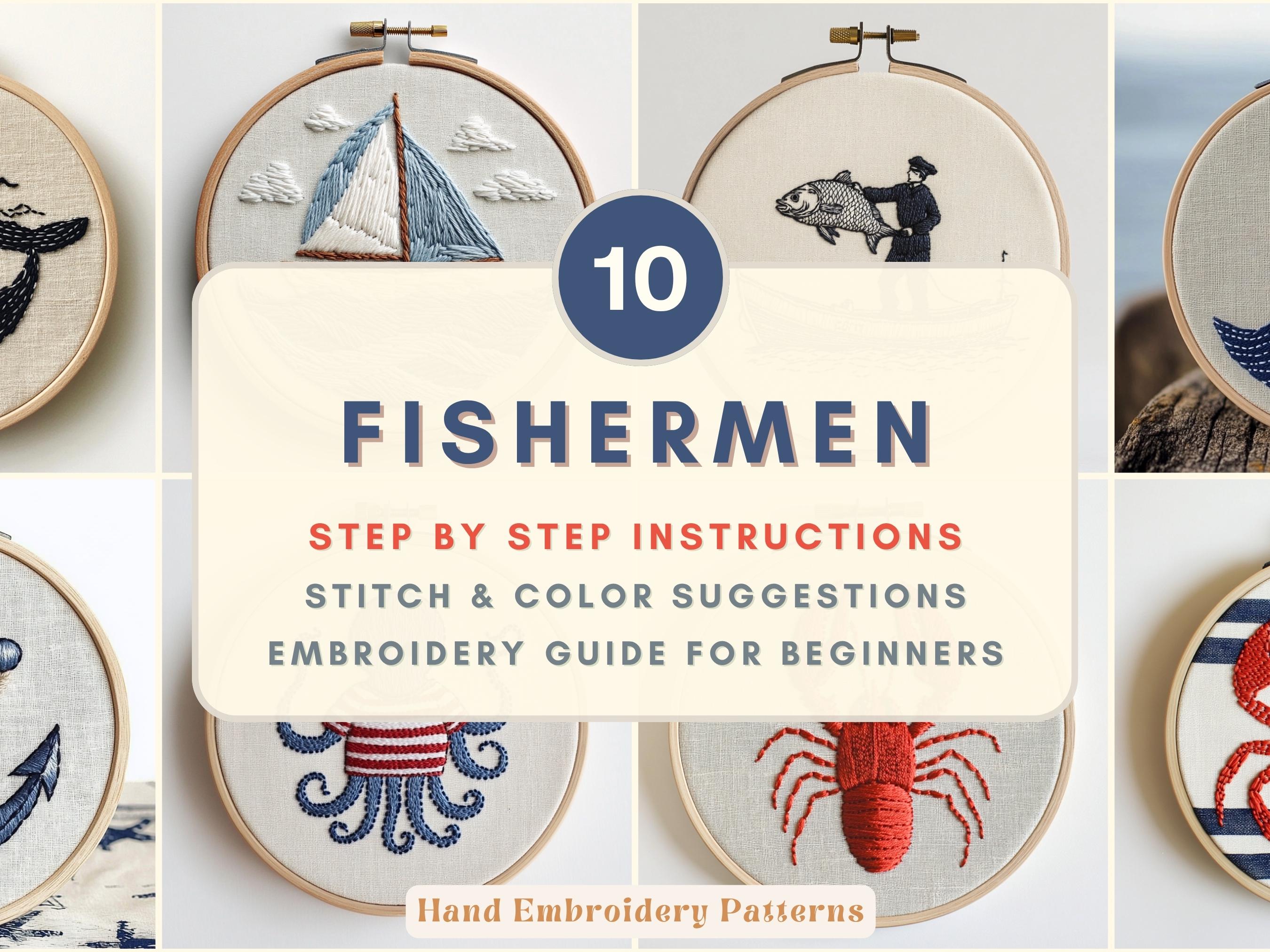 Fishermen Embroidery Nautical Style Pattern Embroidery Pattern for Beginners Step by Step Instructions Pattern Sail Embroidery Stitch Guide