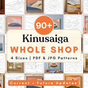 Zestaw wzorów Kinusaiga, cały sklep, tkanina przybrzeżna Kinusaiga, sztuka mozaiki, dekoracja DIY bez szycia, prezent do druku, szablon dla początkujących, rzemiosło piankowe