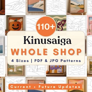 Paquete de patrones Kinusaiga Tienda completa Tela costera Kinusaiga Arte mosaico decoración DIY sin costuras regalo plantilla imprimible principiante Manualidades con espuma