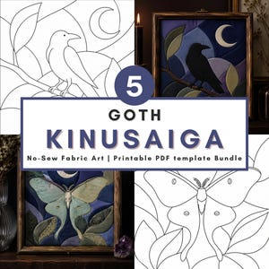 Goth Kinusaiga pattern bundle Dark Academia no sew fabric art diy dark decor printable template craft   beginner Foam Craft