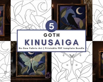 Goth Kinusaiga pattern bundle Dark Academia no sew fabric art diy dark decor printable template craft   beginner Foam Craft