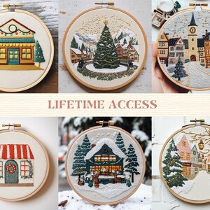 Winter Village Hand Embroidery Pattern Christmas Town Template for ...
