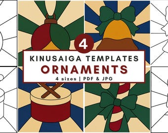 Christmas Ornament Kinusaiga Pattern Bundle Christmas Ornaments Fabric Art Craft Template Download Digital Craft Patterns Diy Gift Idea