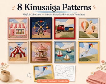Kinusaiga pattern bundle kids room decor playful fabric art diy craft gift printable template instant download No Sew Fabric Art Templates