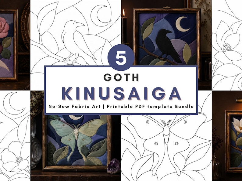 Kinusaiga pattern bundle Whole Shop Kinusaiga coastal fabric Mosaic art diy decor no sew craft gift printable template beginner Foam Craft
