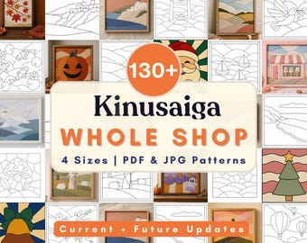 Kinusaiga patroonpakket, complete winkel, Kinusaiga kuststof, mozaïekkunst, doe-het-zelf decoratie, naaivrij knutselproject, cadeau, printbaar sjabloon, beginner, schuimknutselwerk