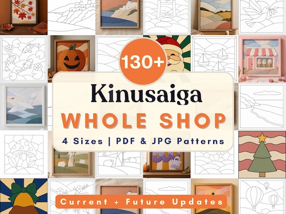 Kinusaiga pattern bundle Whole Shop Kinusaiga coastal fabric Mosaic art diy decor no sew craft gift printable template beginner Foam Craft