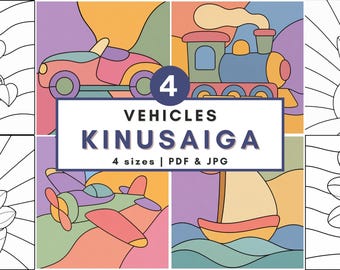 Kinusaiga pattern bundle vehicles toddler boy room decor fabric art diy no sew printable template craft gift Japanese Foam Craft DIY decor