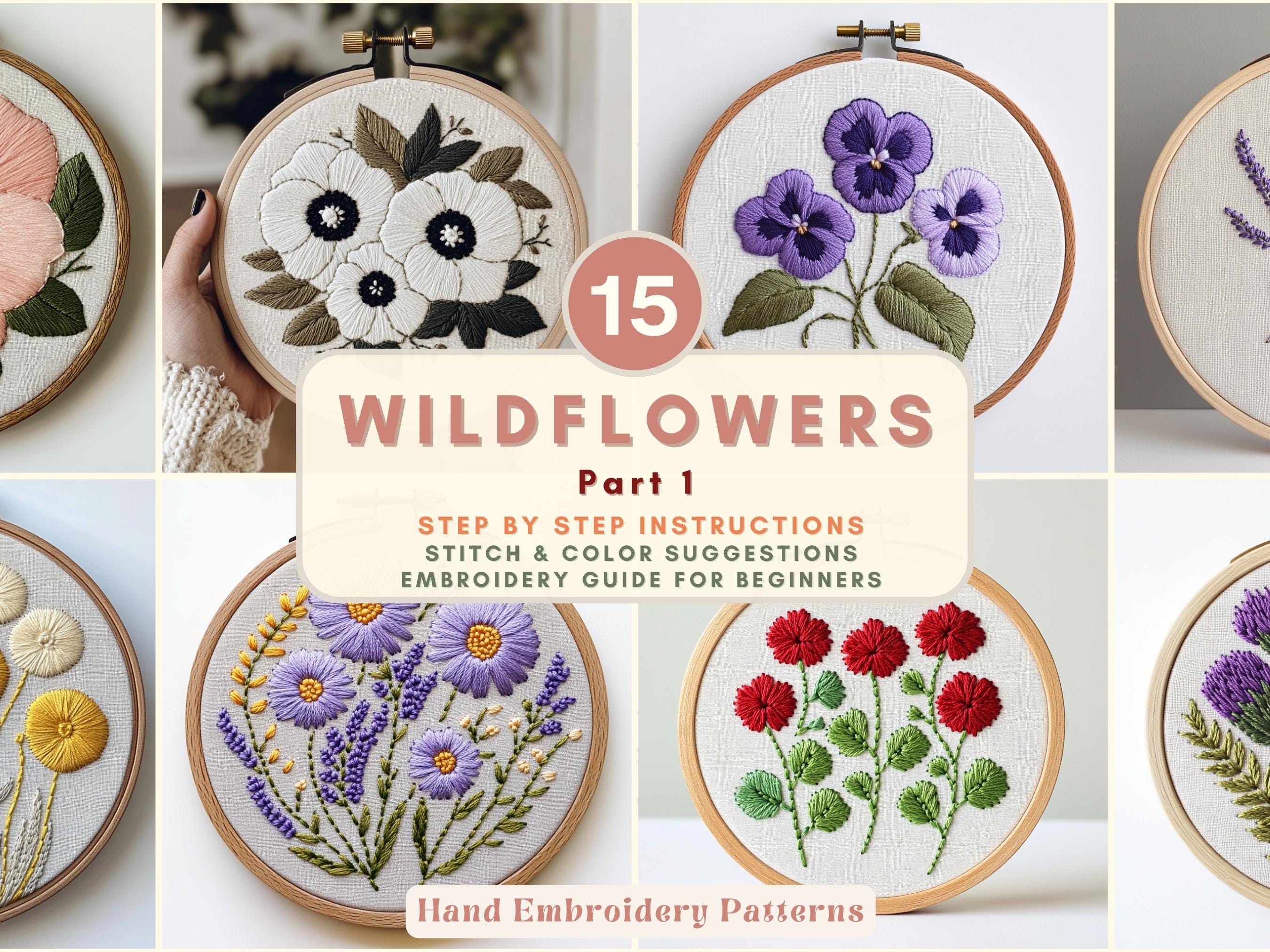 Wildflower Embroidery Pattern Bundle Floral Hoop Art PDF Set Botanical ...