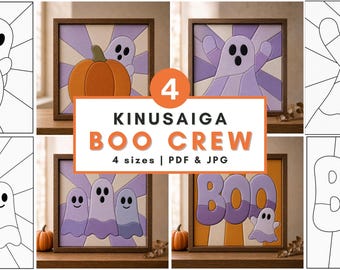 Ghost Kinusaiga Pattern Bundle Boo Crew Ghost Pumpkin Halloween Craft Pattern Instant Digital Download Fall Gift Idea Fabric Scrap Craft
