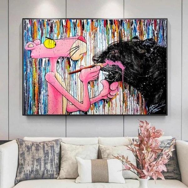 Pink Panther Pop Art - Pink Panther Pop Art Canvas - Pintura de arte pop - arte de pared de pantera rosa - arte de pared de arte pop - pintura de cultura pop