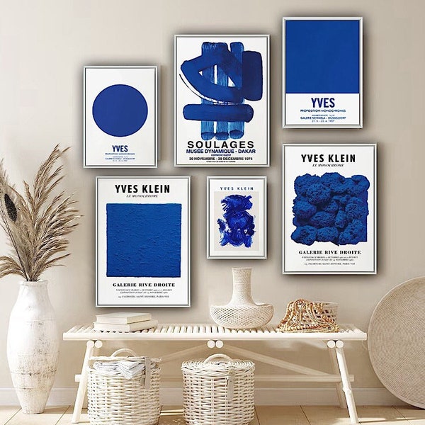 Yves Klein impression sur toile - Tableau de Yves Klein - Affiche Yves Klein - Art Moderne Minimaliste - Tableau Bleu