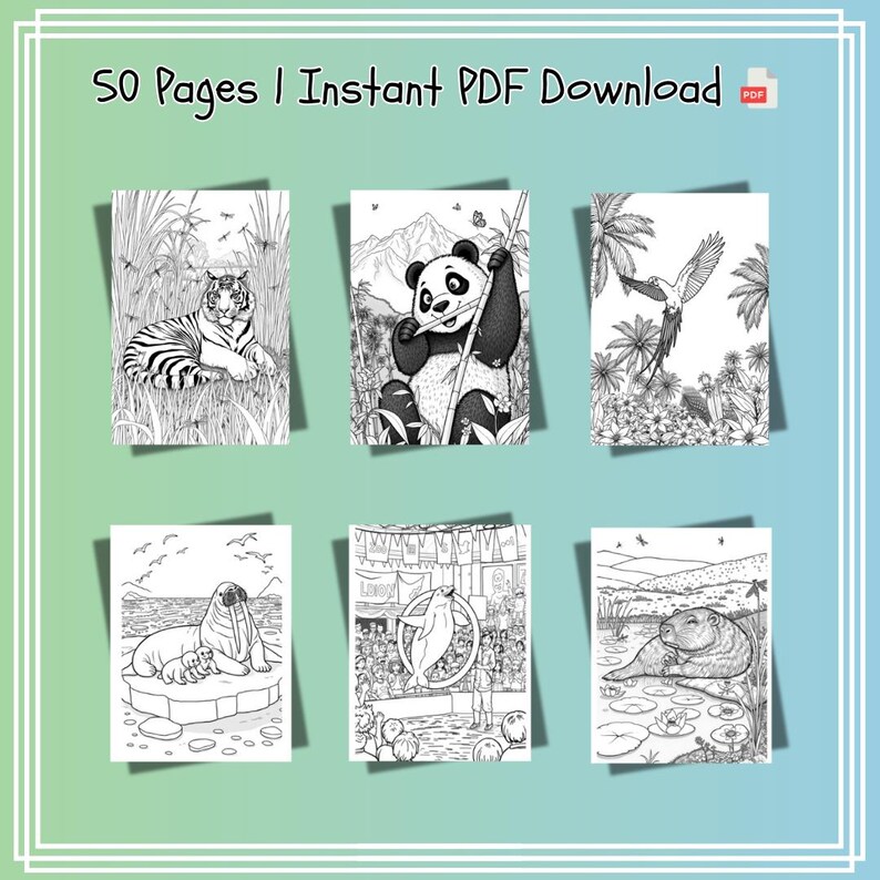 Printable Zoo Adventure Coloring Book | 50 Fun Animal Pages for Kids ...