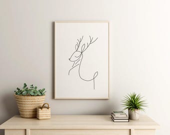 Minimalist Reindeer Print, Christmas Wall Art (Digital Download)