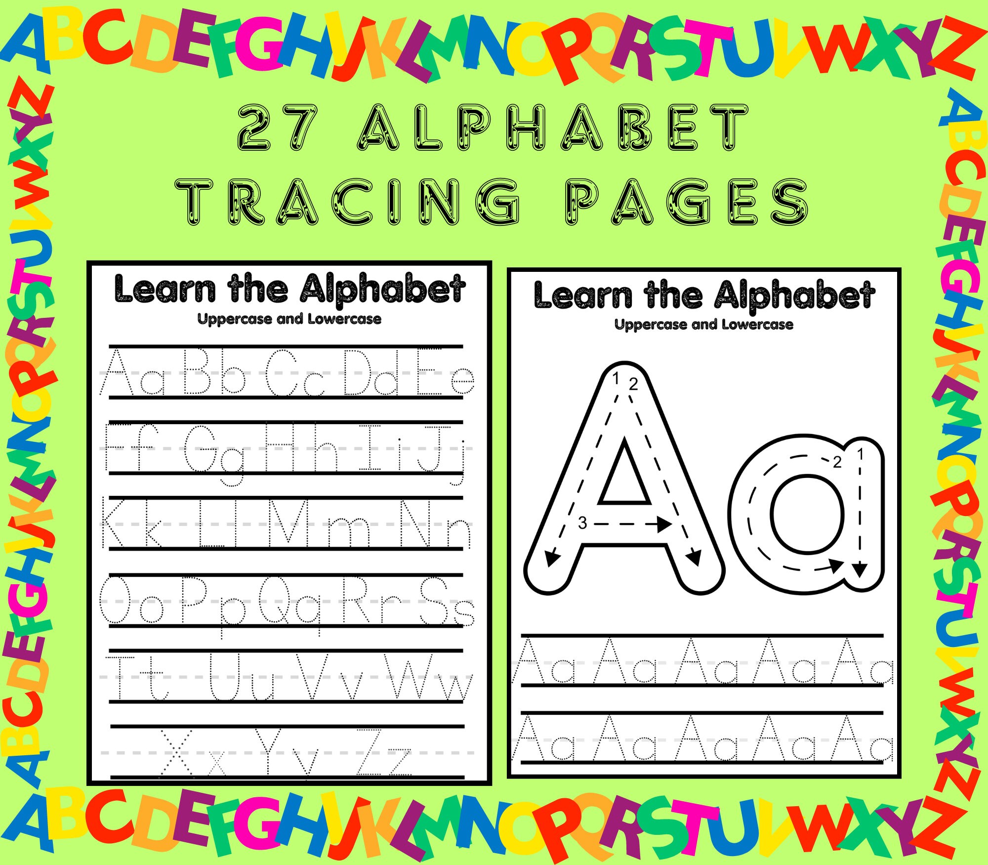 Alphabet Tracing Pages Printable ABC Worksheets Pencil Control Exercises Preschool Worksheets