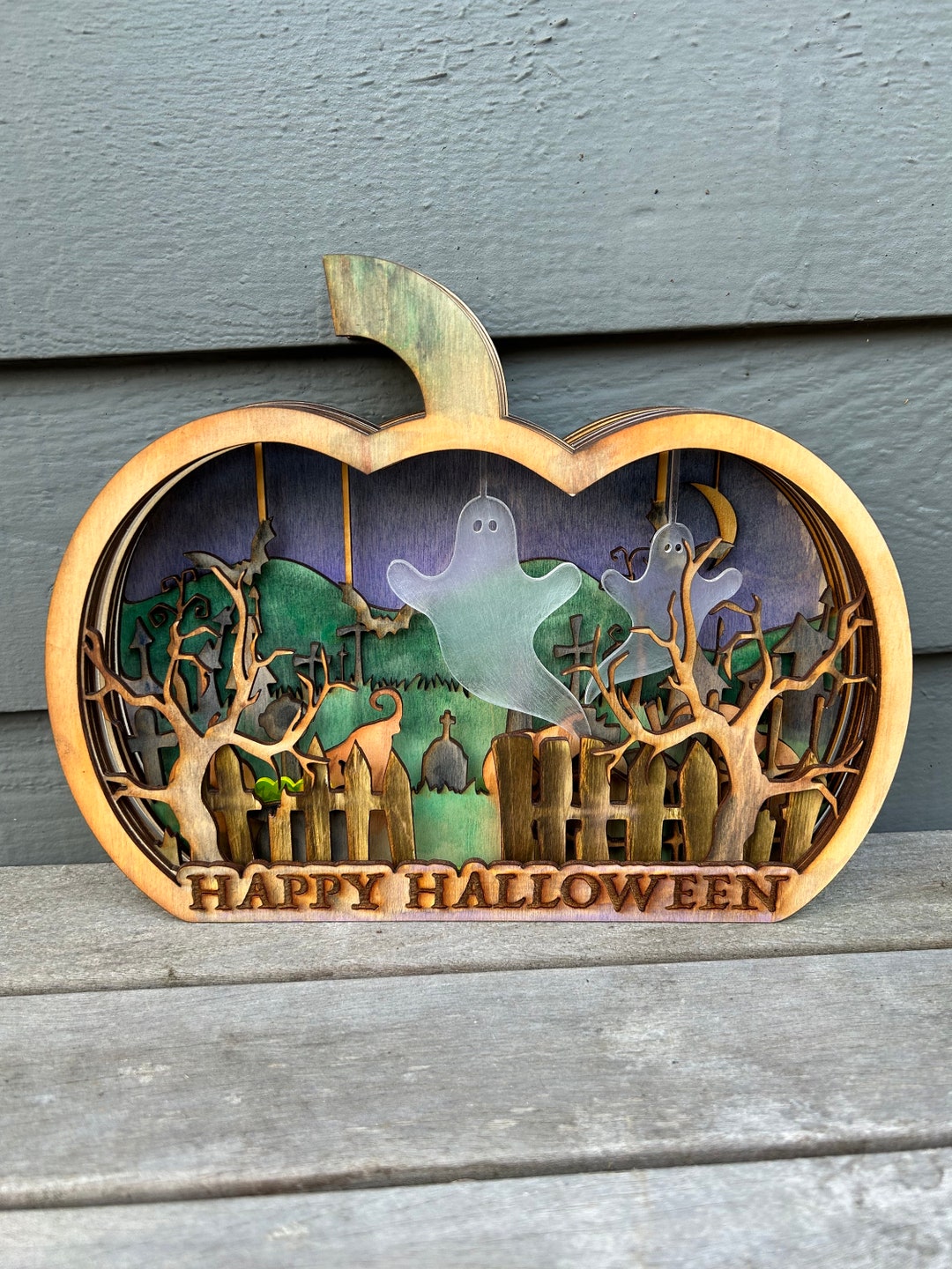 Halloween Shadow Box SVG File - Etsy