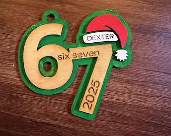 Adorno navideño personalizado “Six Seven 2025” – Archivo digital SVG para corte láser, Glowforge, CNC