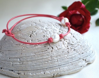 Girls Freshwater Pearl Leather Choker: Elegant Kids Jewelry